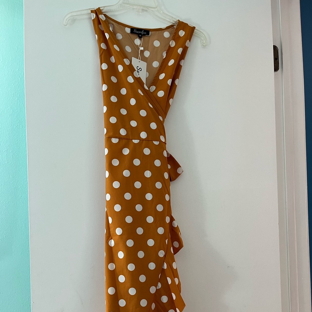 Polka dot mustard yellow dress. SHEIN